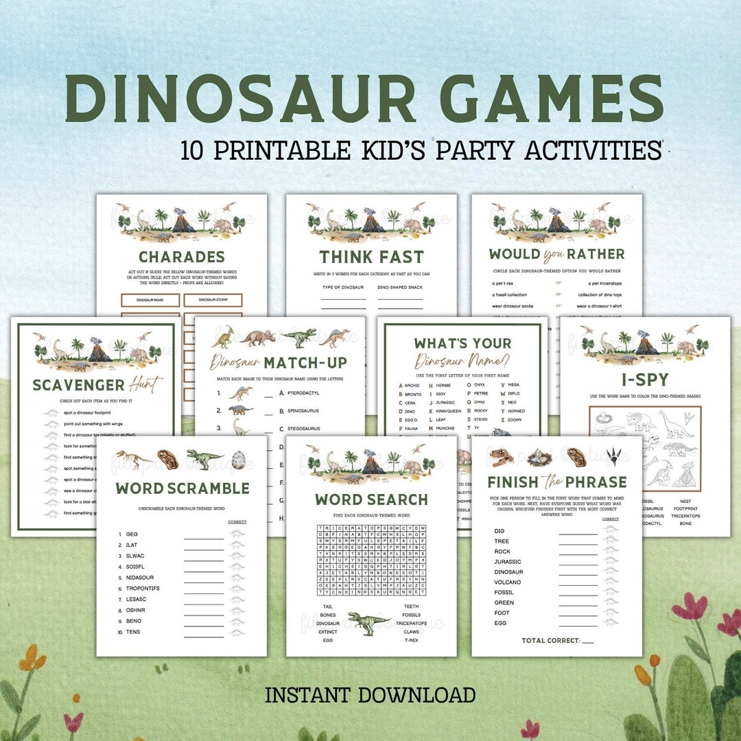 Dinosaur Party Games Printable Dinosaur Games Dinosaur Games For Kids 