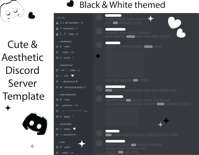 Discord Server Template White Minimalist Community Aesthetic Etsy