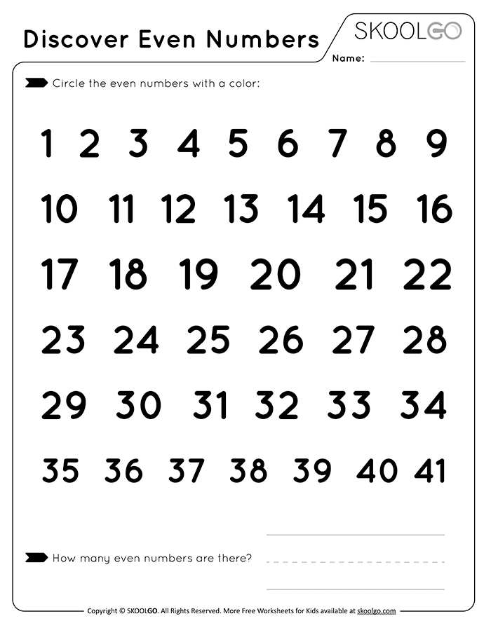 even numbers worksheet
