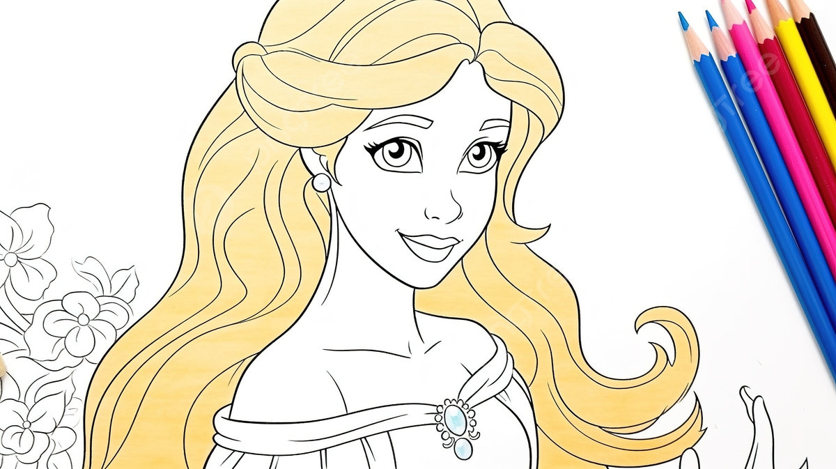 Disney Princesses Coloring Pages Background Princess Picture To Color 