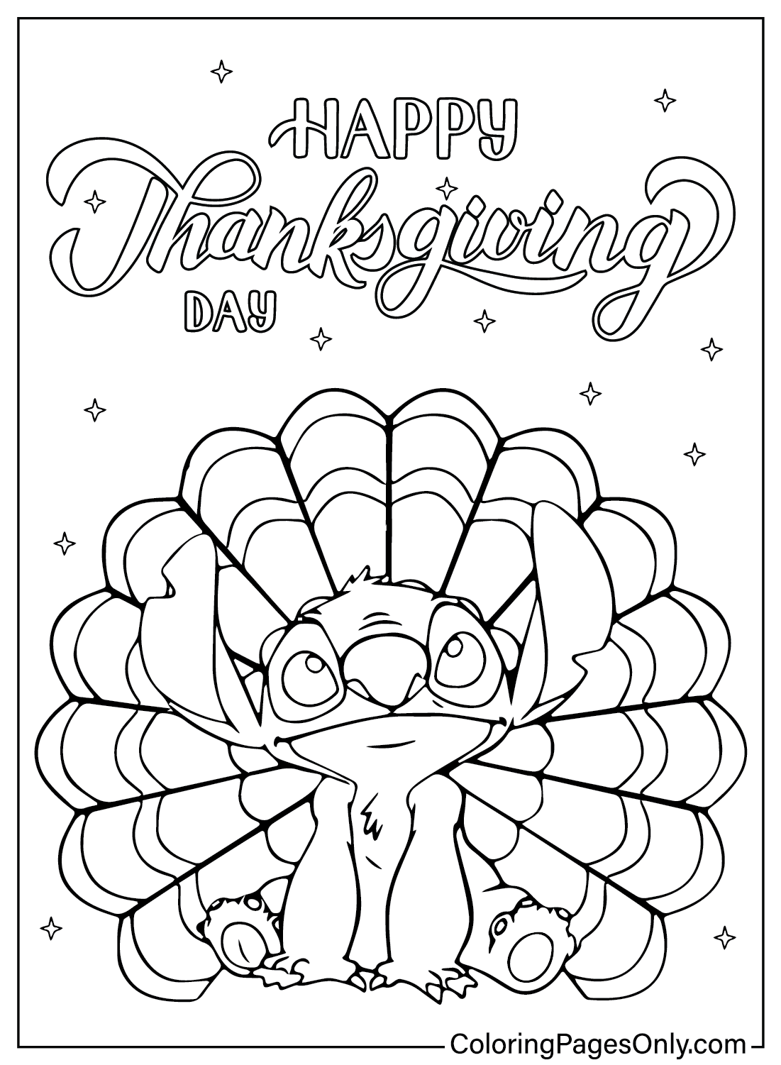 Disney Stitch Thanksgiving Coloring Page Free Printable Coloring Pages