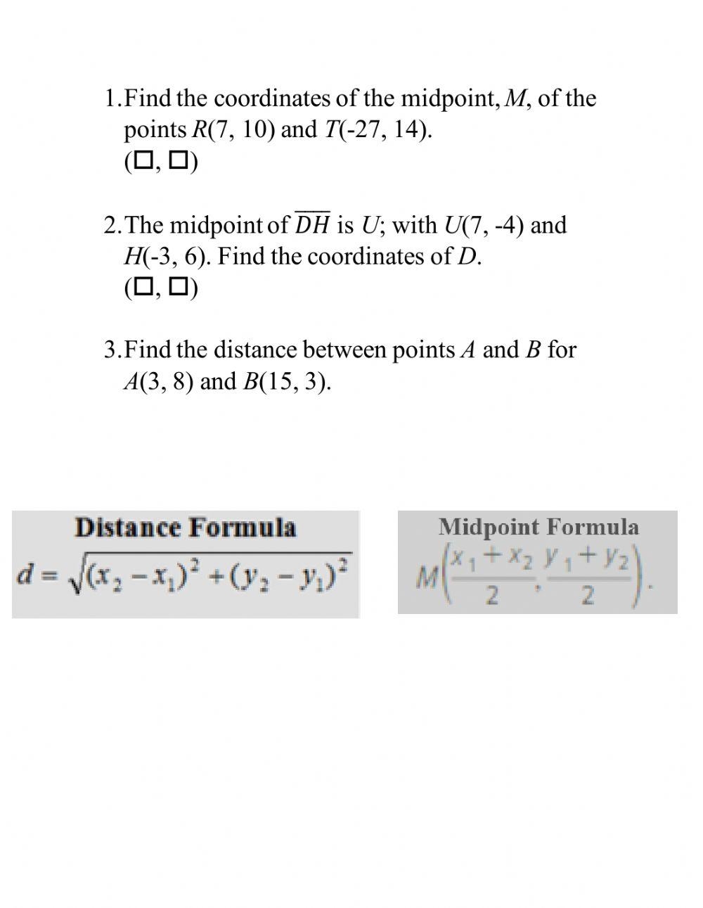 Distance Formula Worksheet Worksheets Library