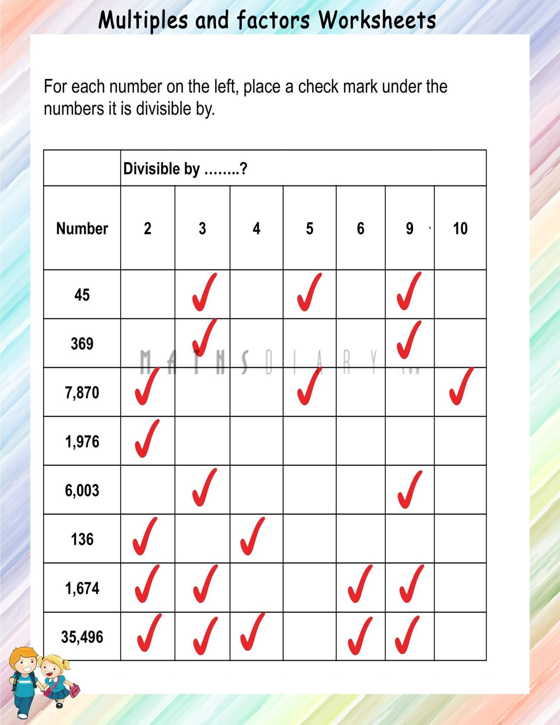 divisibility rules worksheet