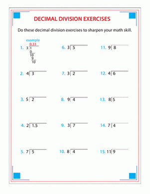 Division Of Decimal Numbers Worksheets Worksheets Library