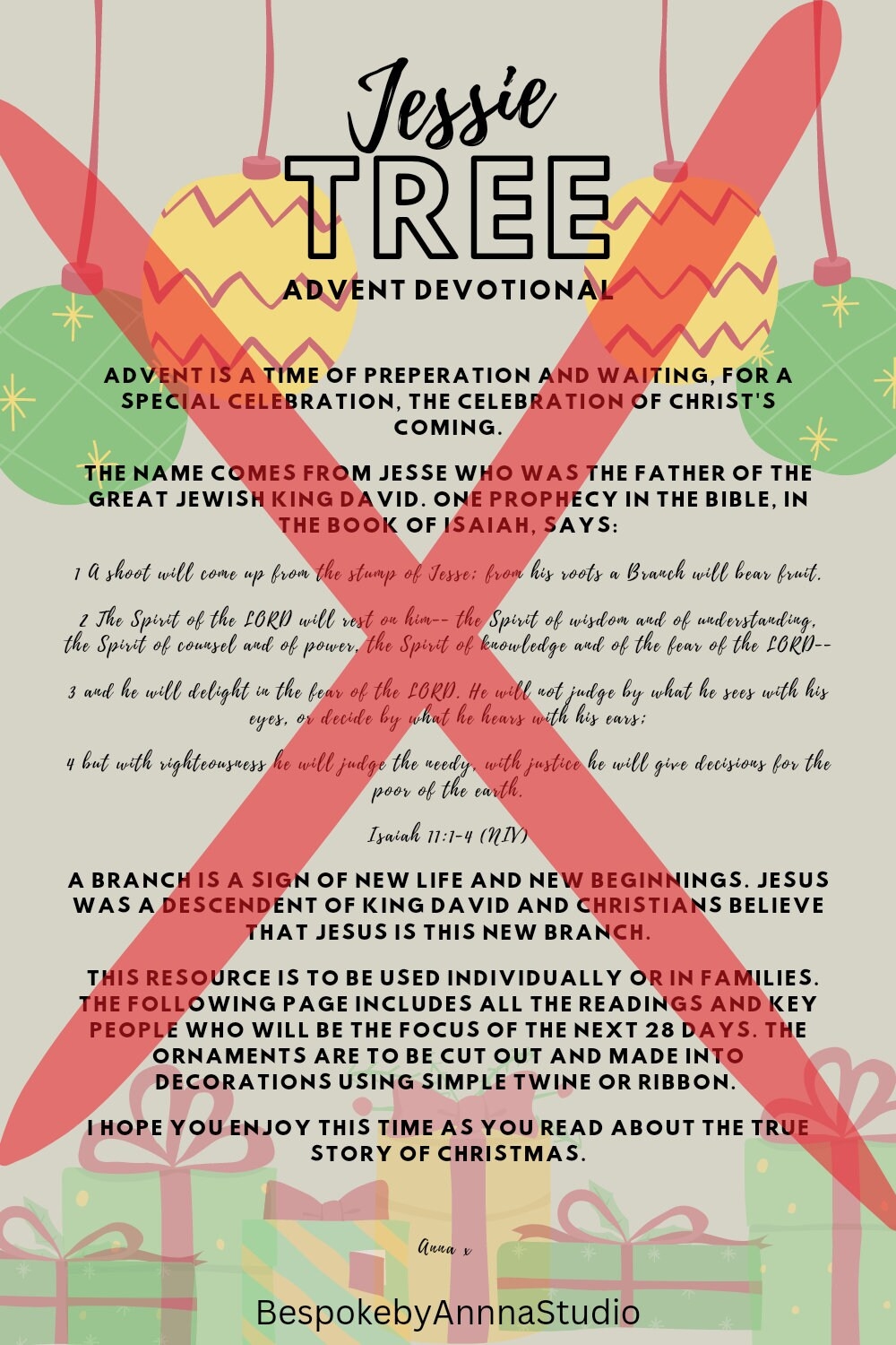 DIY JESSE TREE Printable Pdf Jesse Tree Devotional Book Christmas 