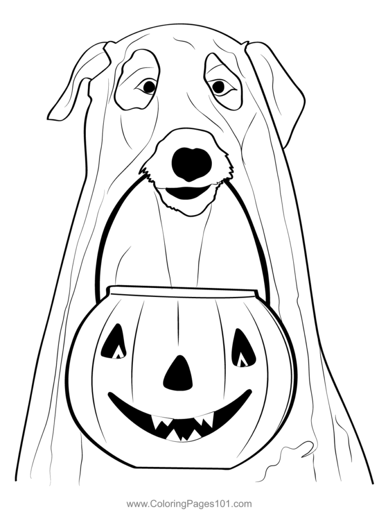 Dogs Pumpkin Ghost Coloring Page For Kids Free Halloween Printable