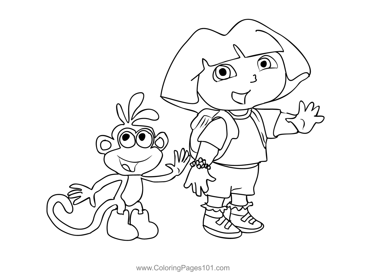 Dora The Explorer 2 Coloring Page For Kids Free Dora The Explorer 