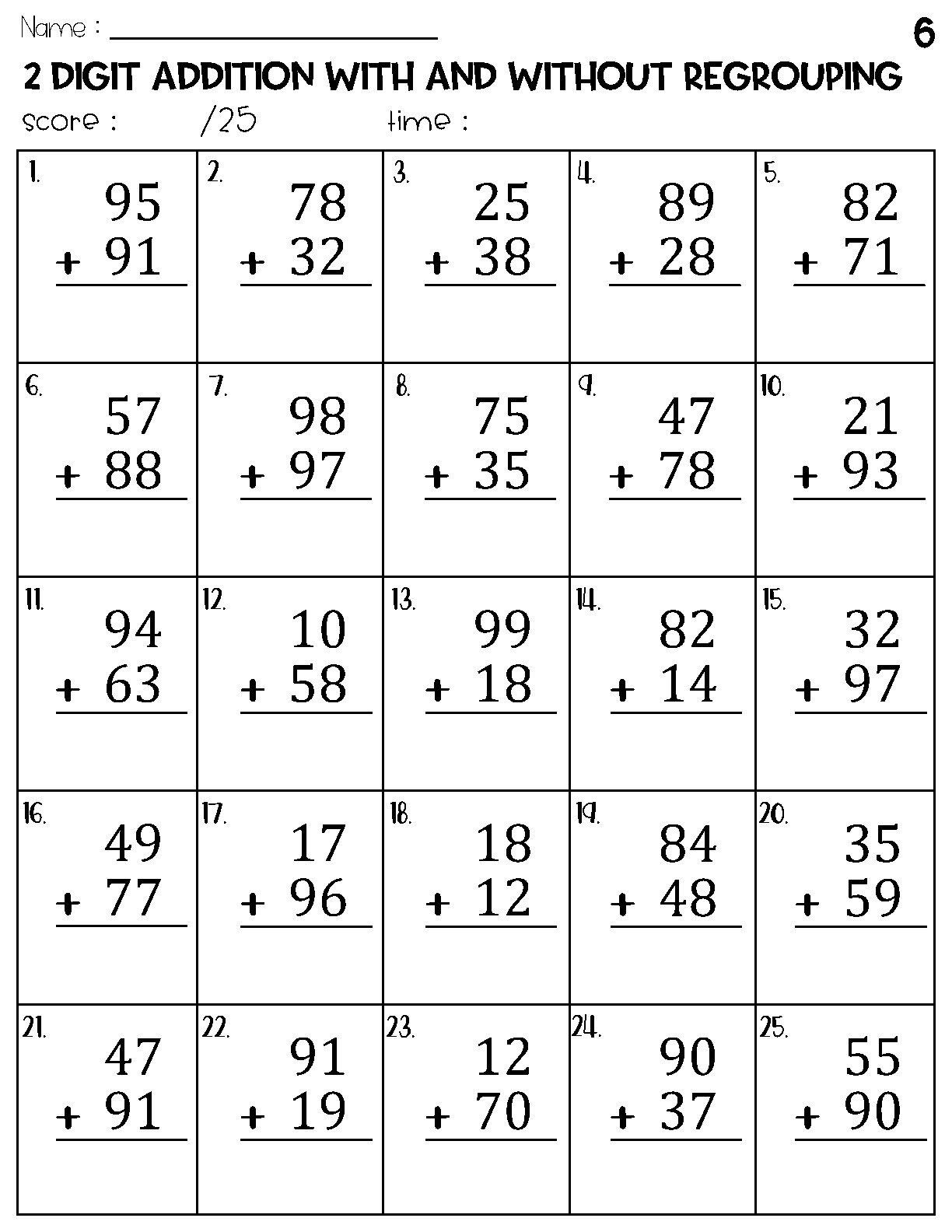 Double Digit Addition Without Regrouping Superstar Worksheets 