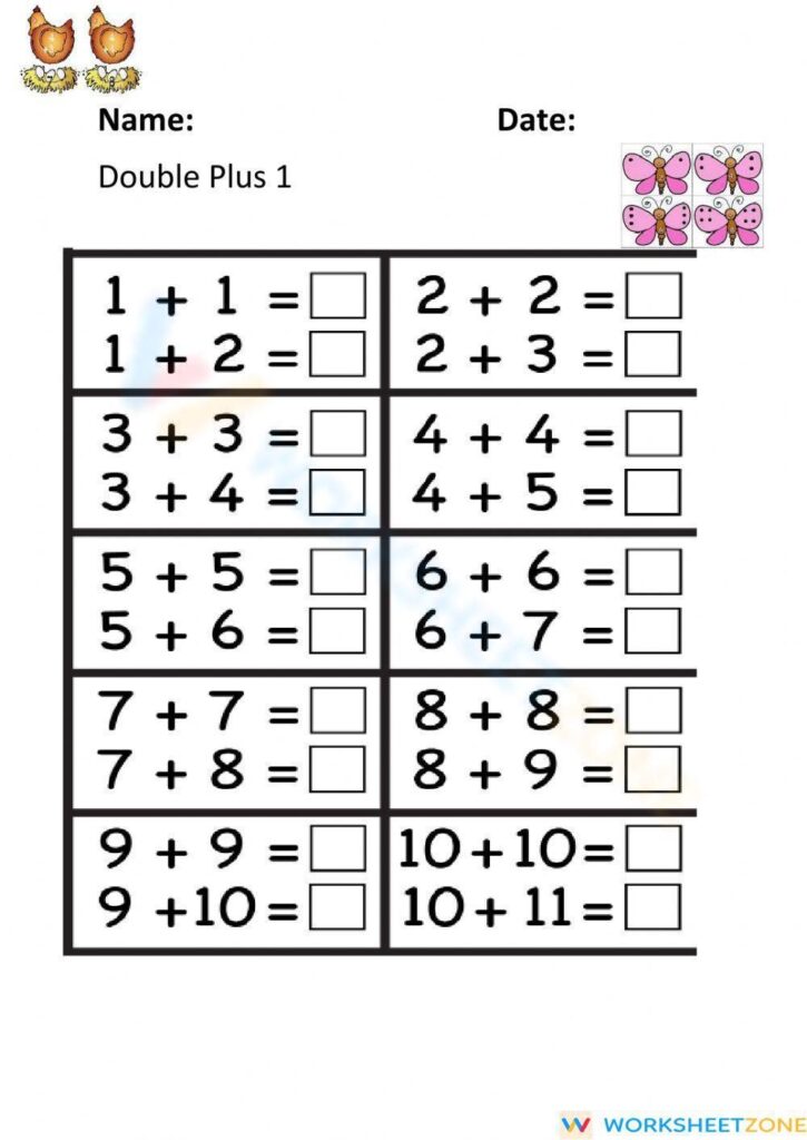 Doubles Plus 1 Worksheet Worksheets Library