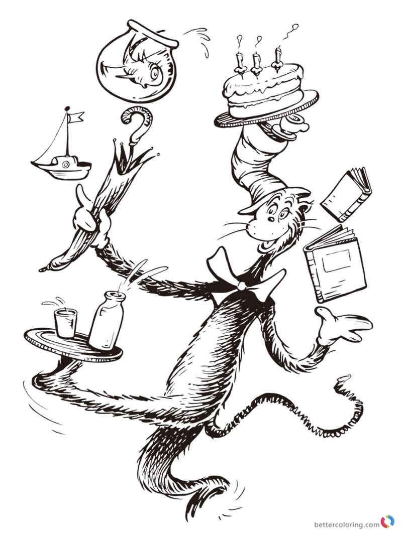 Dr Seuss Coloring Pages Cat In The Hat Free Printable Coloring Pages