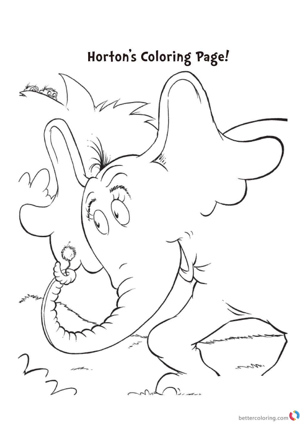 Dr Seuss Coloring Pages HORTON Free Printable Coloring Pages
