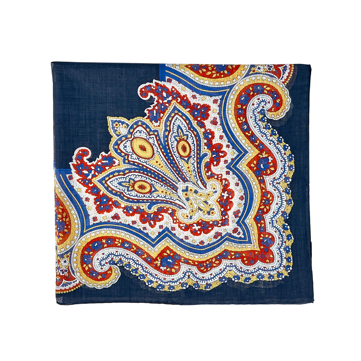 Drake 39 s Navy Red Paisley Print Cotton Bandana Baltzar
