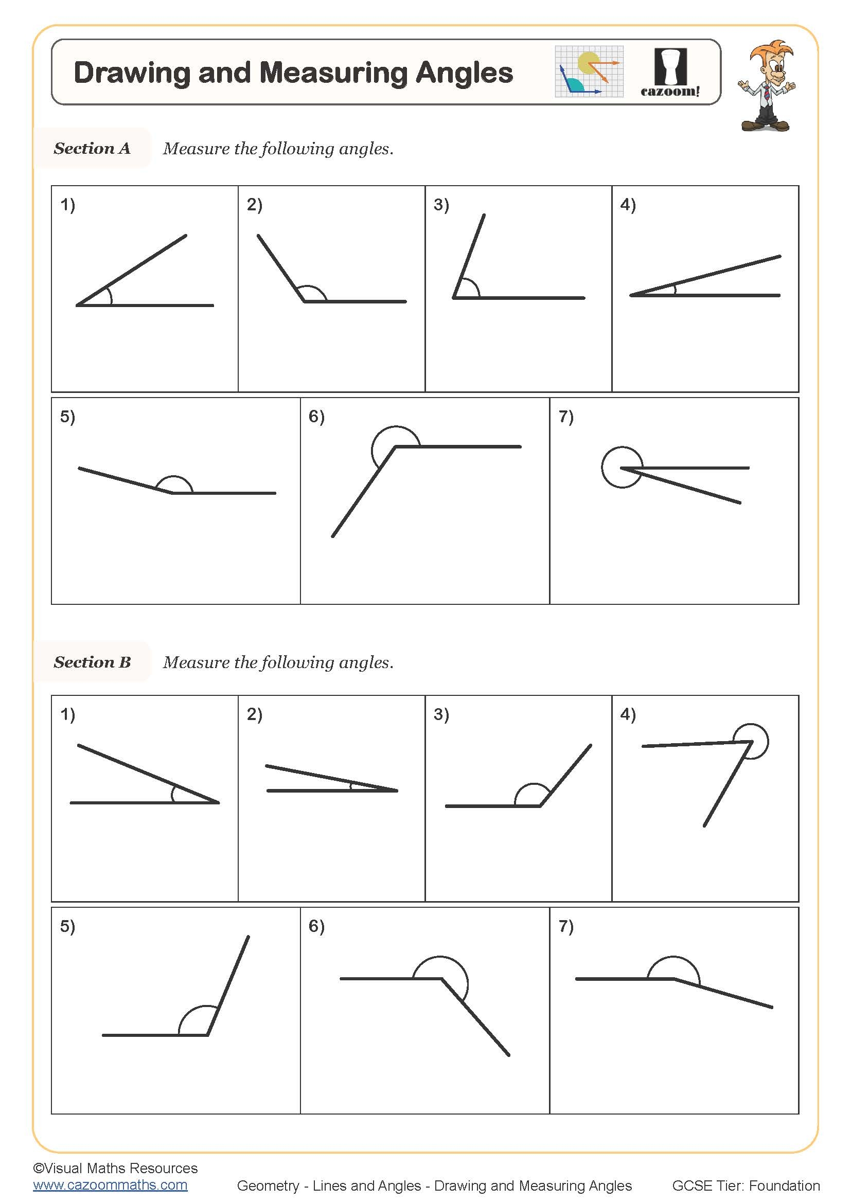 Drawing And Measuring Angles Worksheet Printable Maths Worksheets 