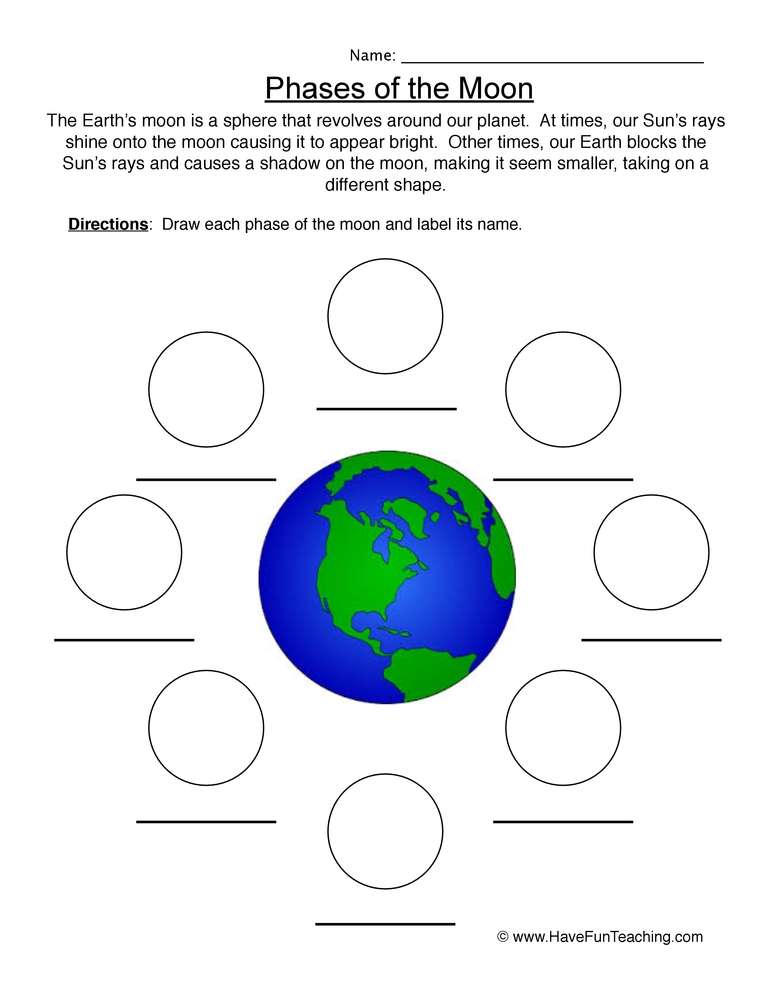 Drawing Moon Phases Worksheet By Teach Simple