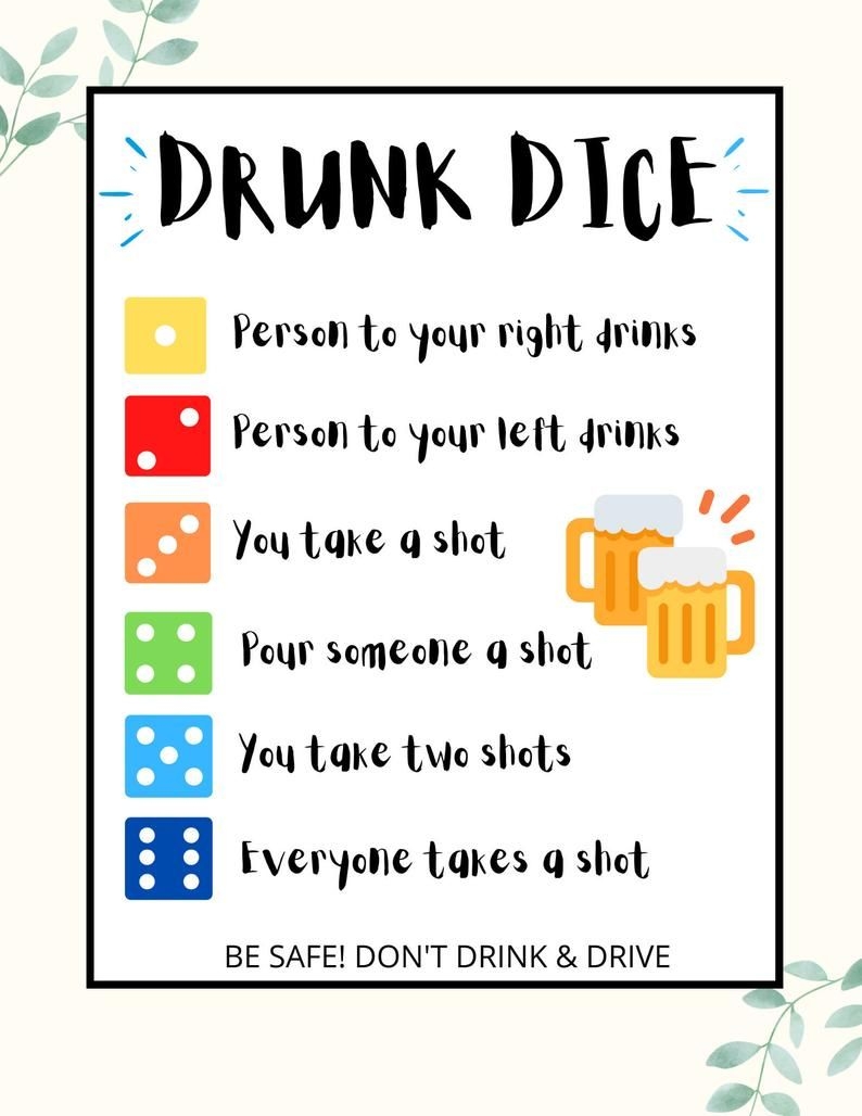 Drunk Dice Party Drinking Games Printable Games For Adults Etsy M xico