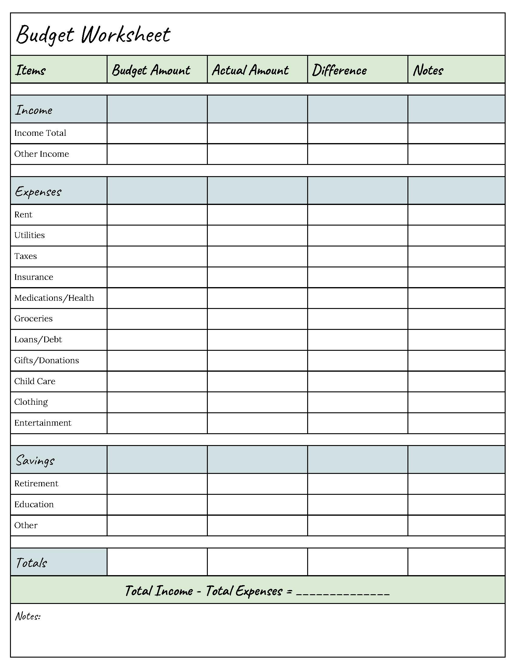 Easy Printable Budget Worksheet Dastxy