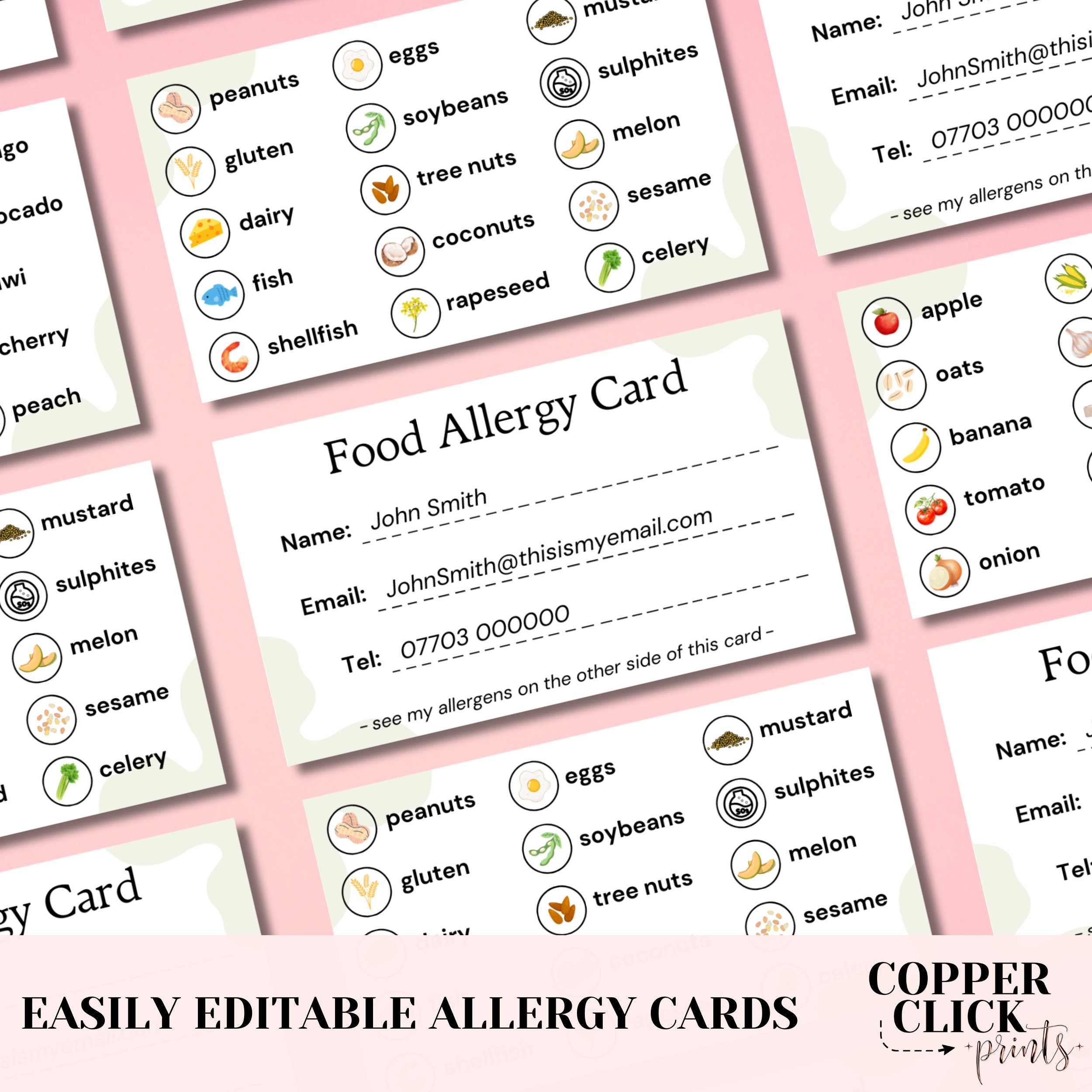 Editable Food Allergy Cards Printable And Shareable Alert Of Food 