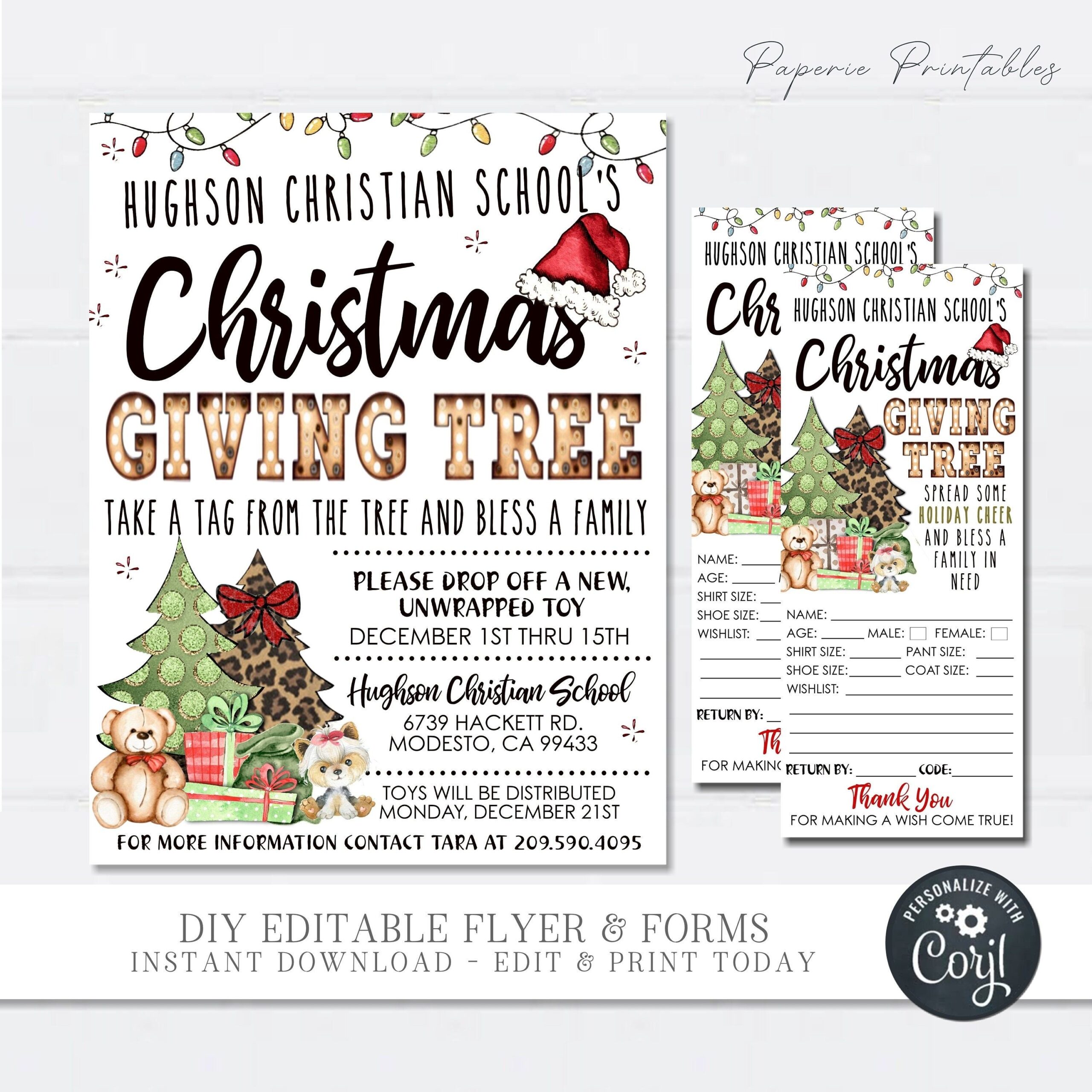 EDITABLE Giving Tree Flyer And Tags Christmas Giving Tree Flyer 