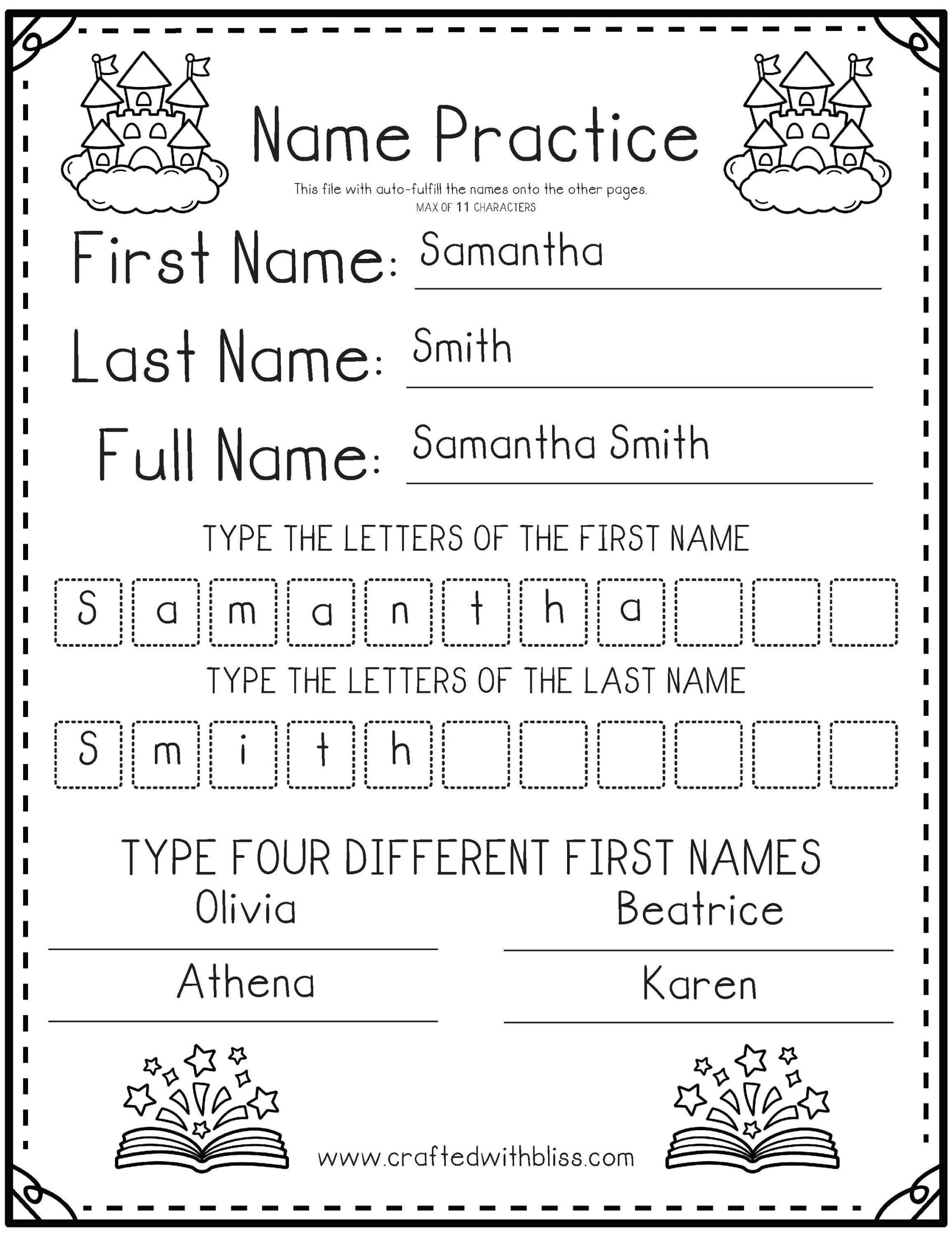 name practice worksheets