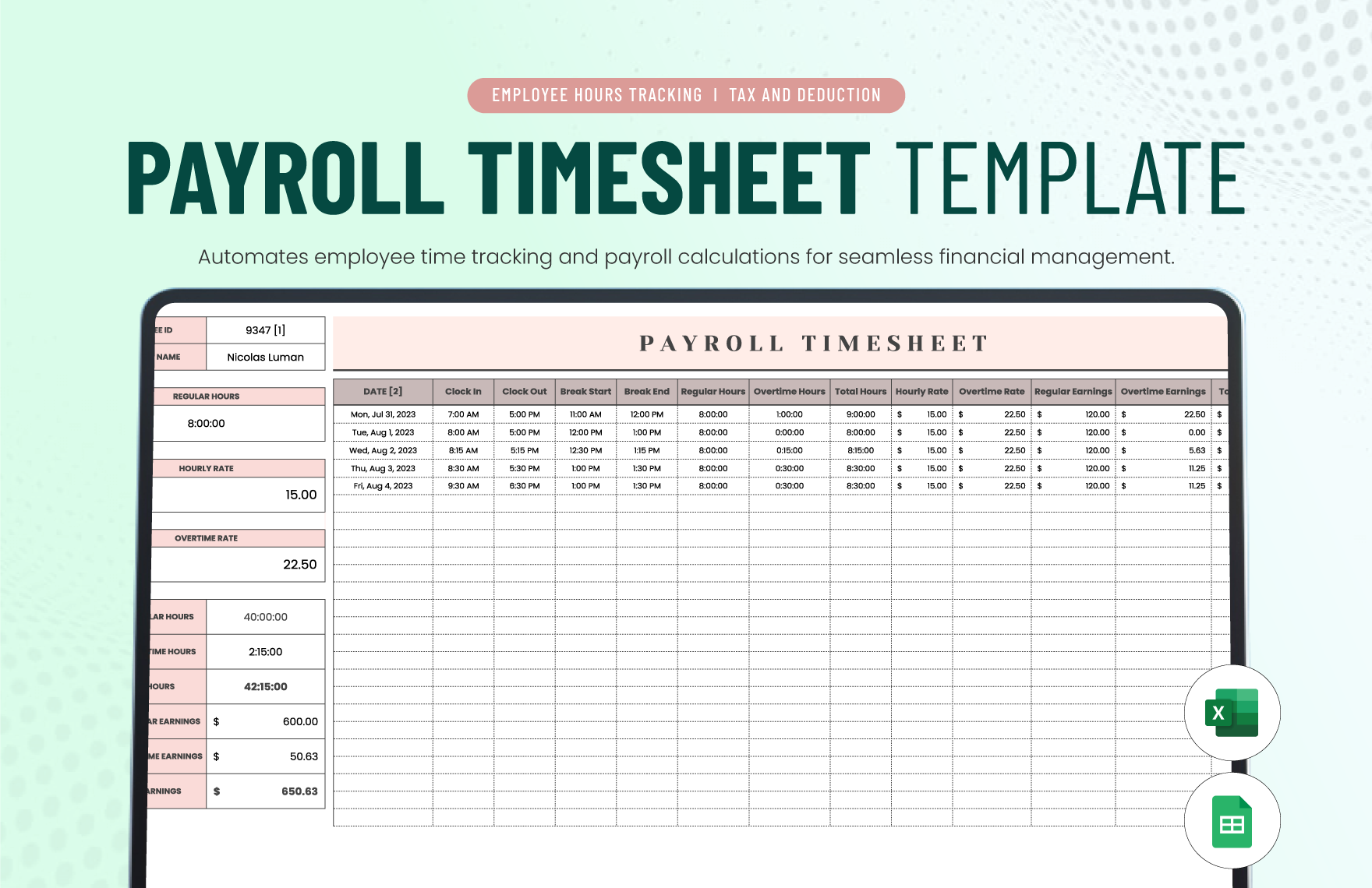 Editable Payroll Templates In Google Sheets To Download