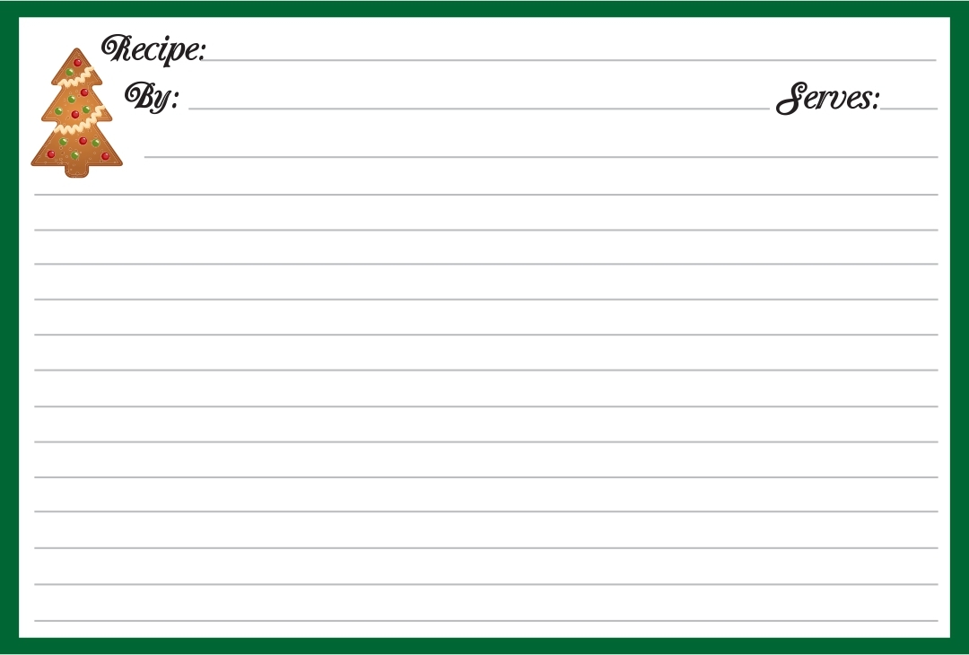 free printable christmas recipe cards template
