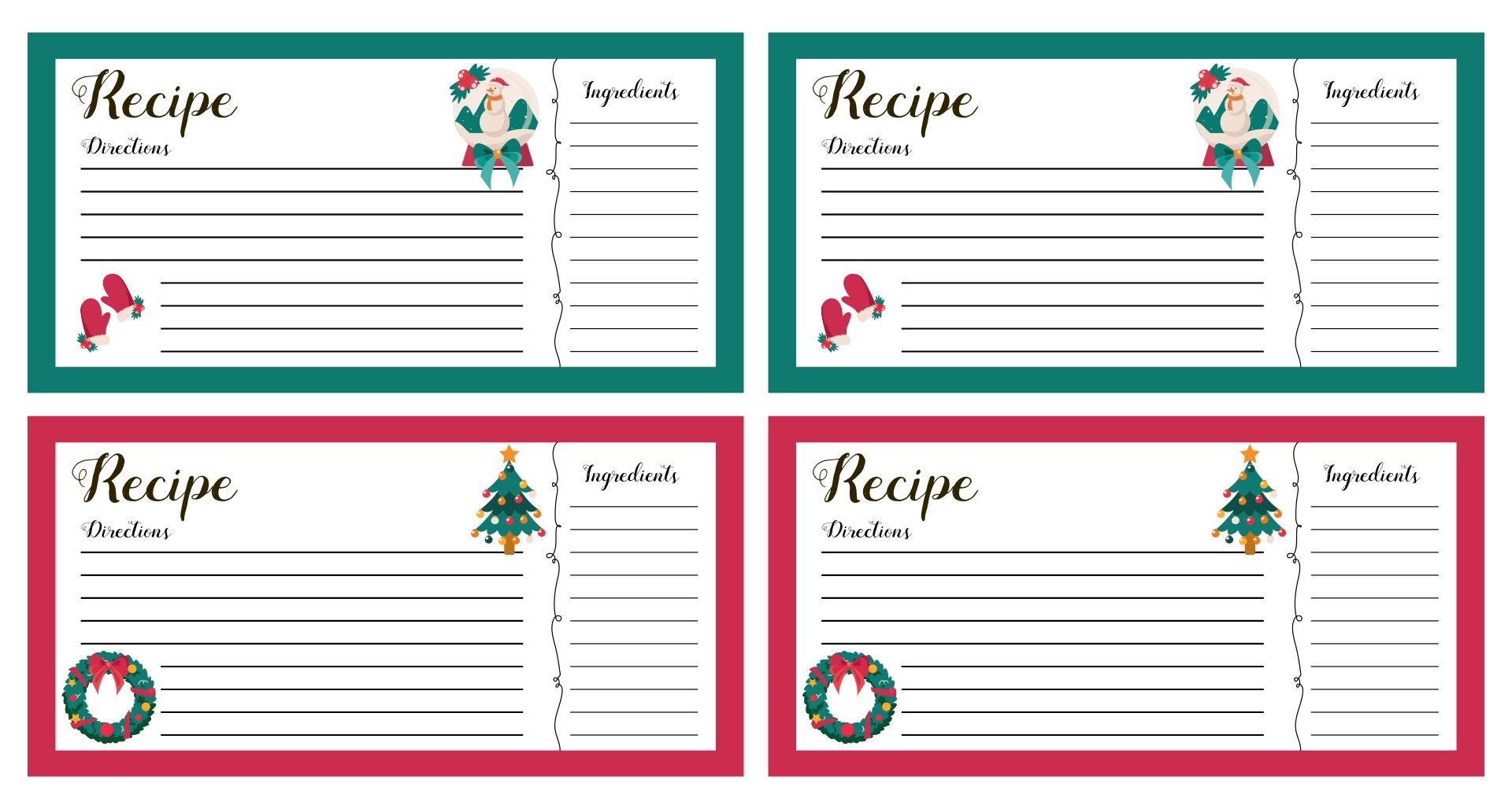 Editable Recipe Card Template Christmas 10 Free PDF Printables 
