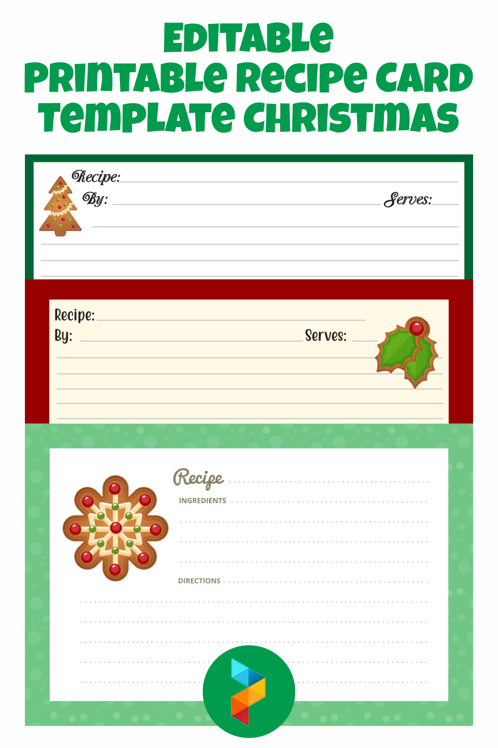 Editable Recipe Card Template Christmas 10 Free PDF Printables 