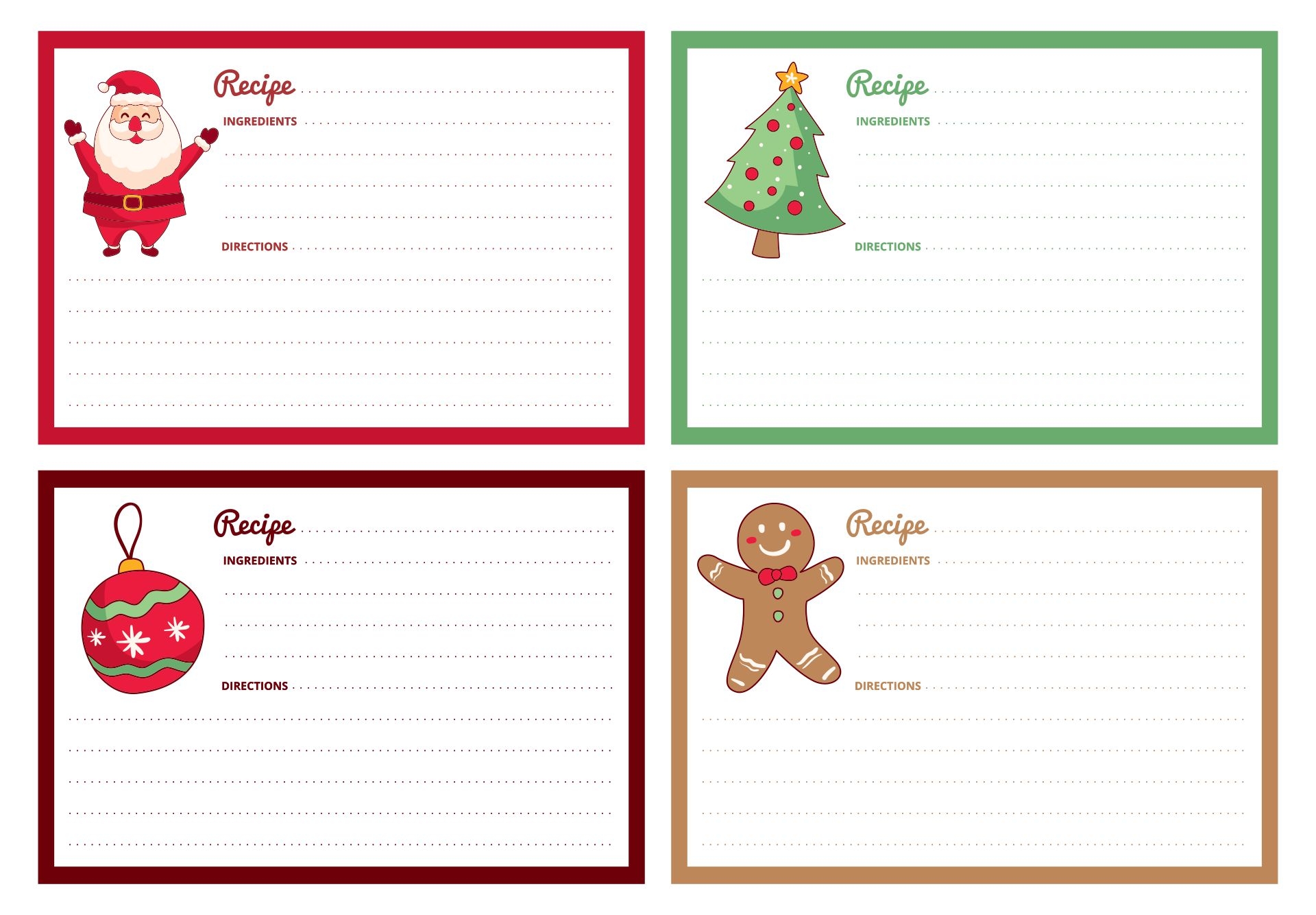 Editable Recipe Cards Christmas 10 Free PDF Printables Printablee