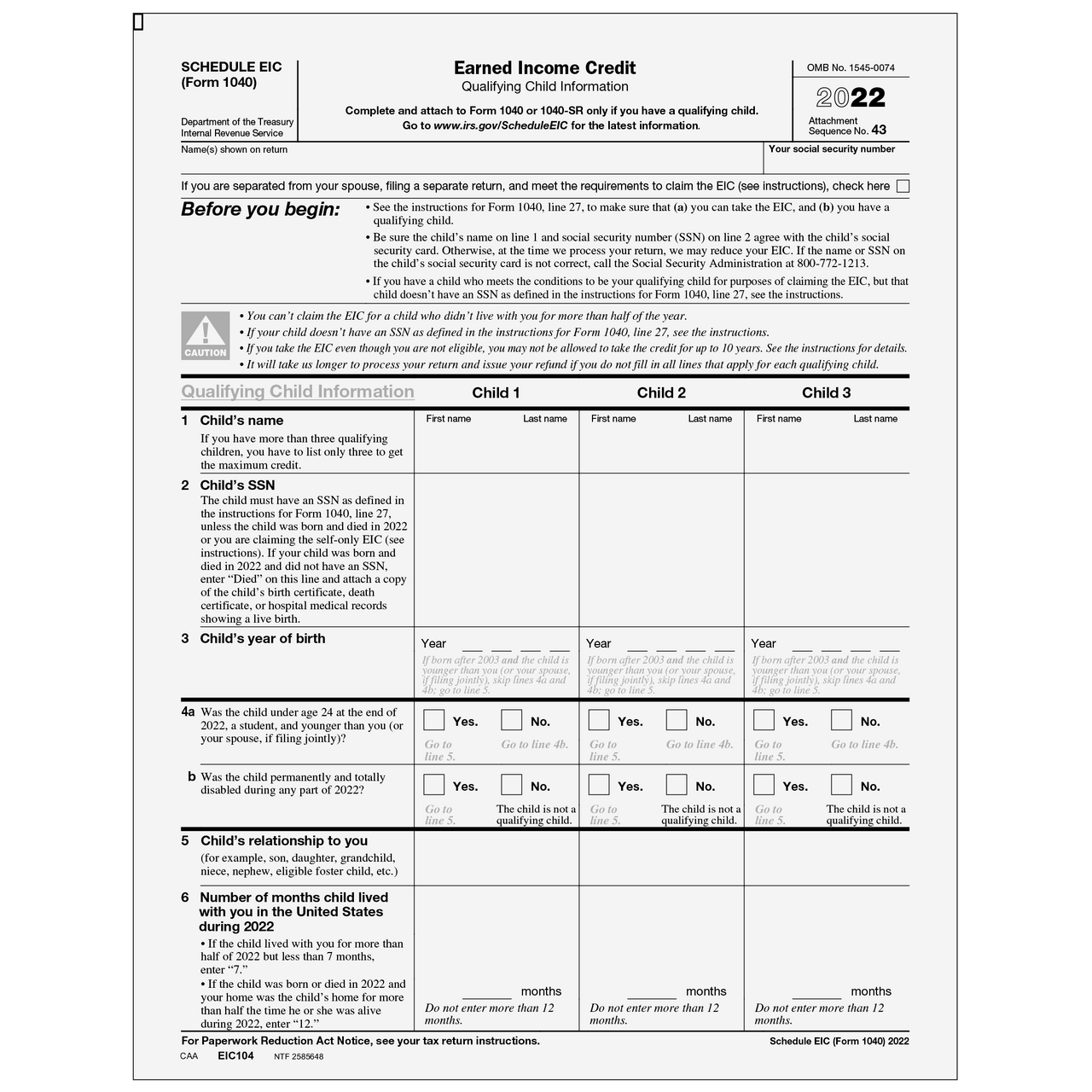 earned income credit worksheet