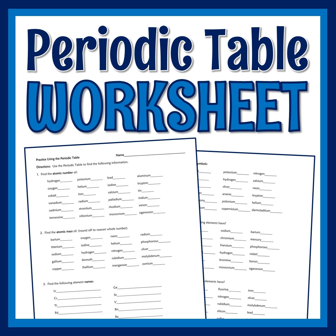 Elements Of The Periodic Table Worksheet Flying Colors Science 