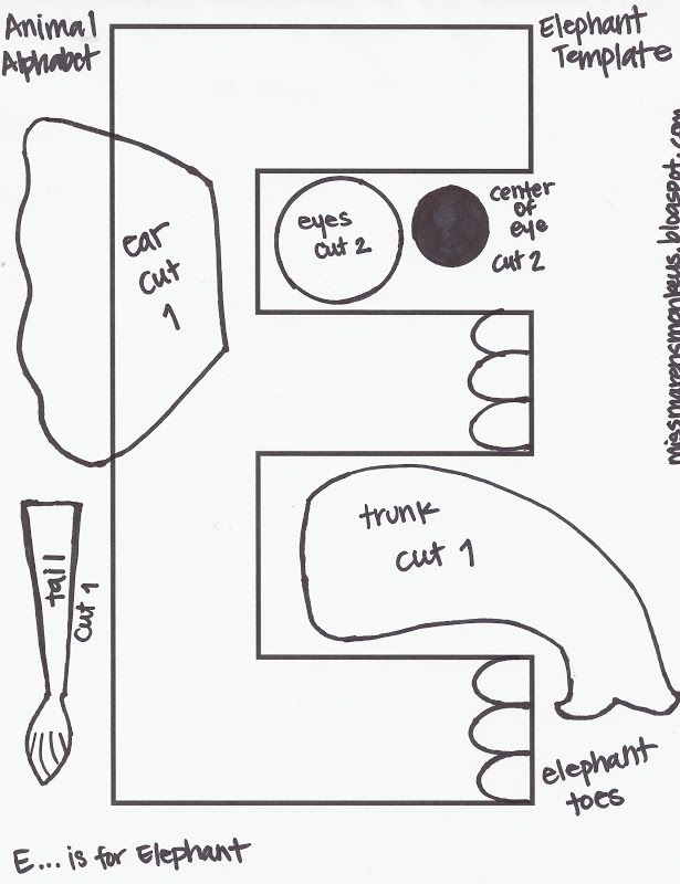Elephant Preschool Craft Printable Template