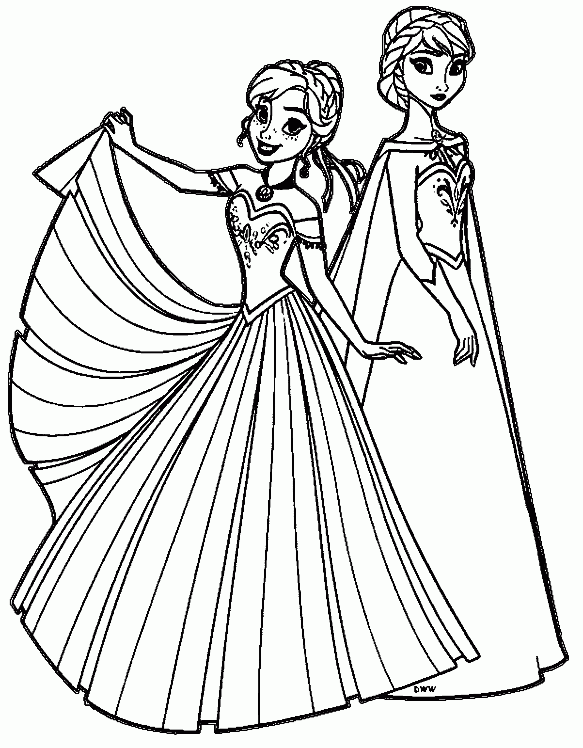 Elsa And Anna Coloring Pages Coloring Home