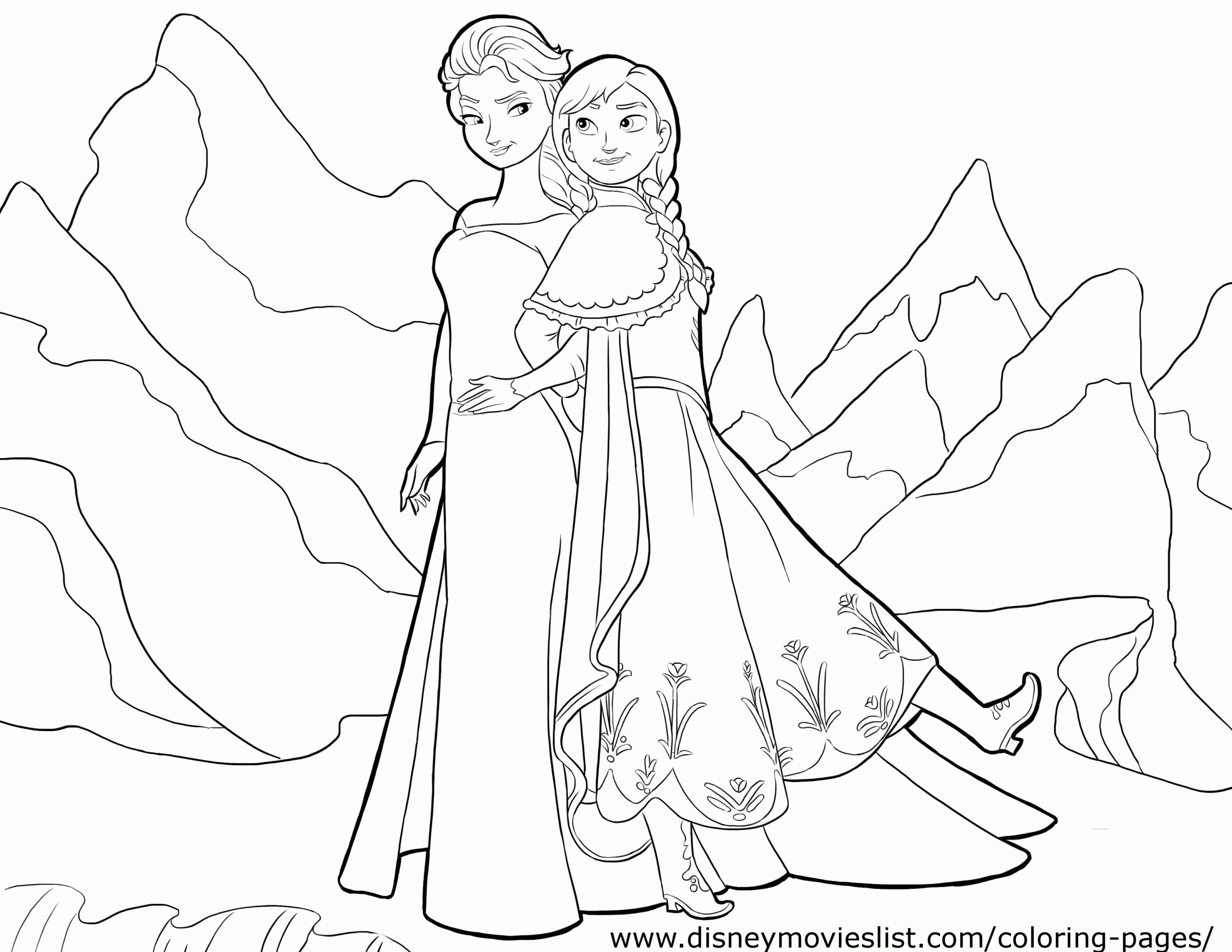 Elsa And Anna Coloring Pages Coloring Home