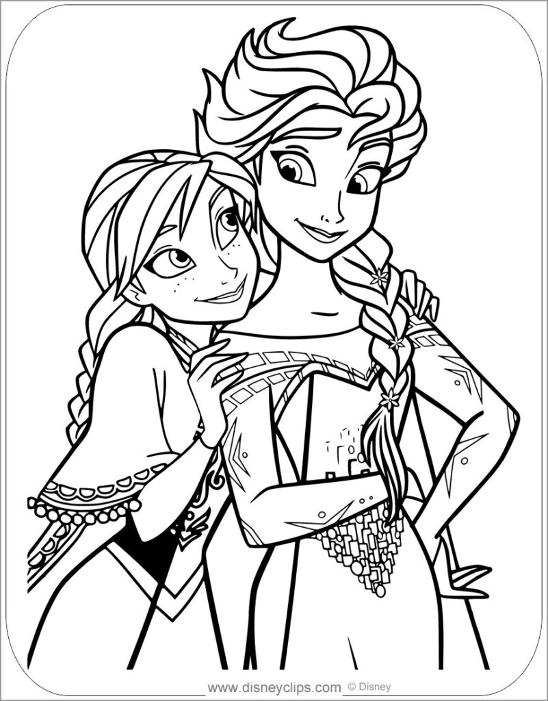 Elsa And Anna Frozen Coloring Page ColoringBay