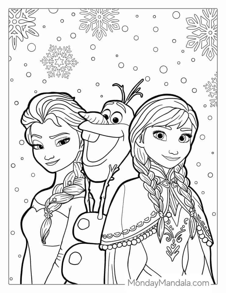 Elsa Anna And Olaf Coloring Page Frozen Coloring Pages Elsa