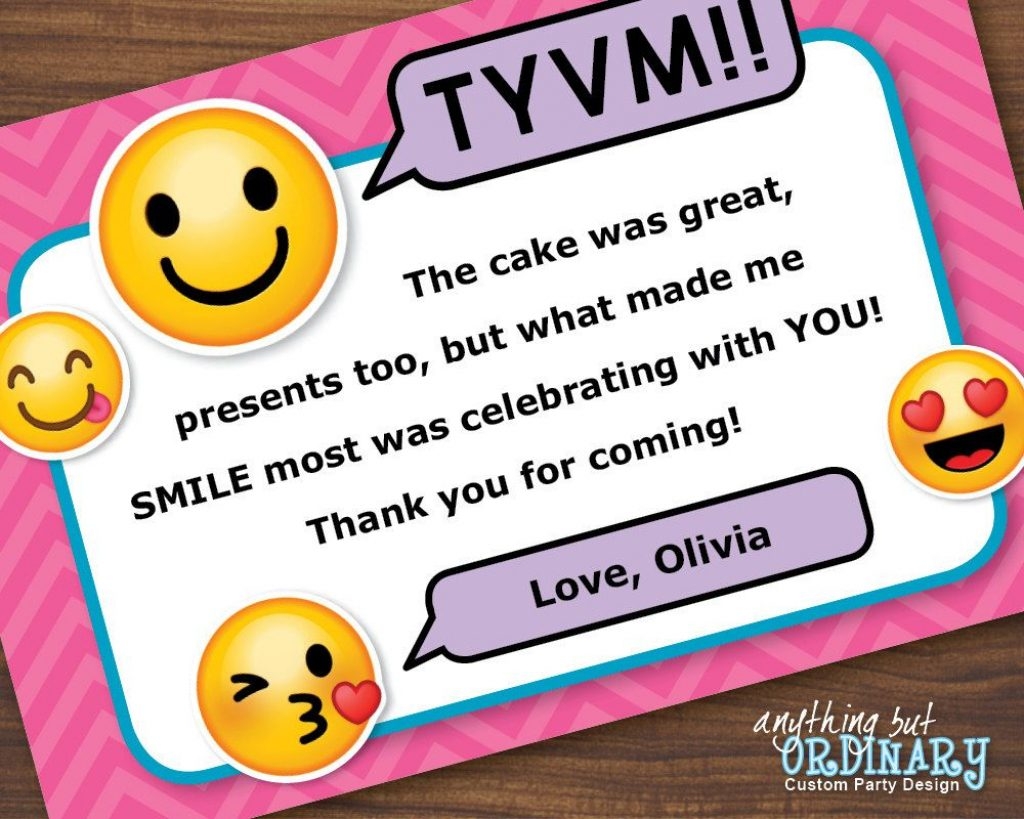 Emoji Thank You Note Printable Girl 39 s Emoji Flat Thank You Card 