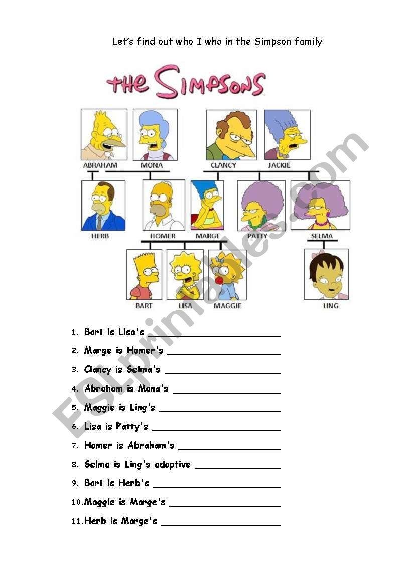 English Worksheets Family Tree Quiz