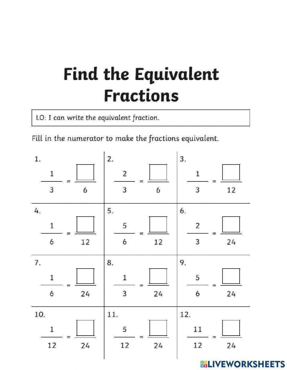 Equivalent Fractions B Fun And Engaging 4th Grade PDF Worksheets 