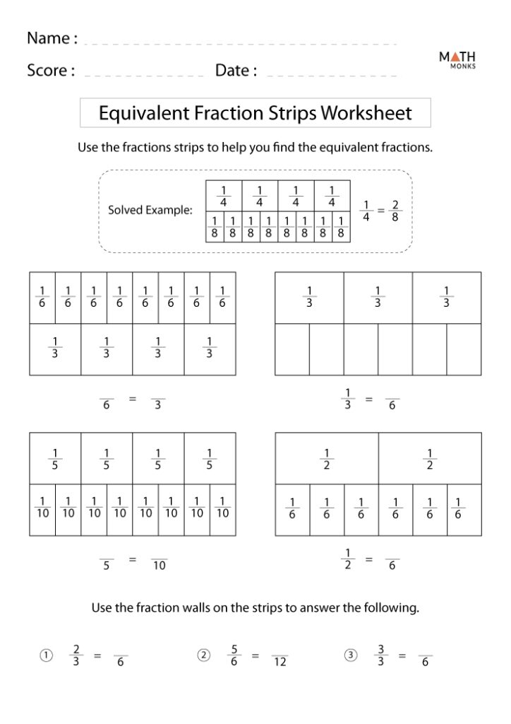 Equivalent Fractions Worksheets Math Monks