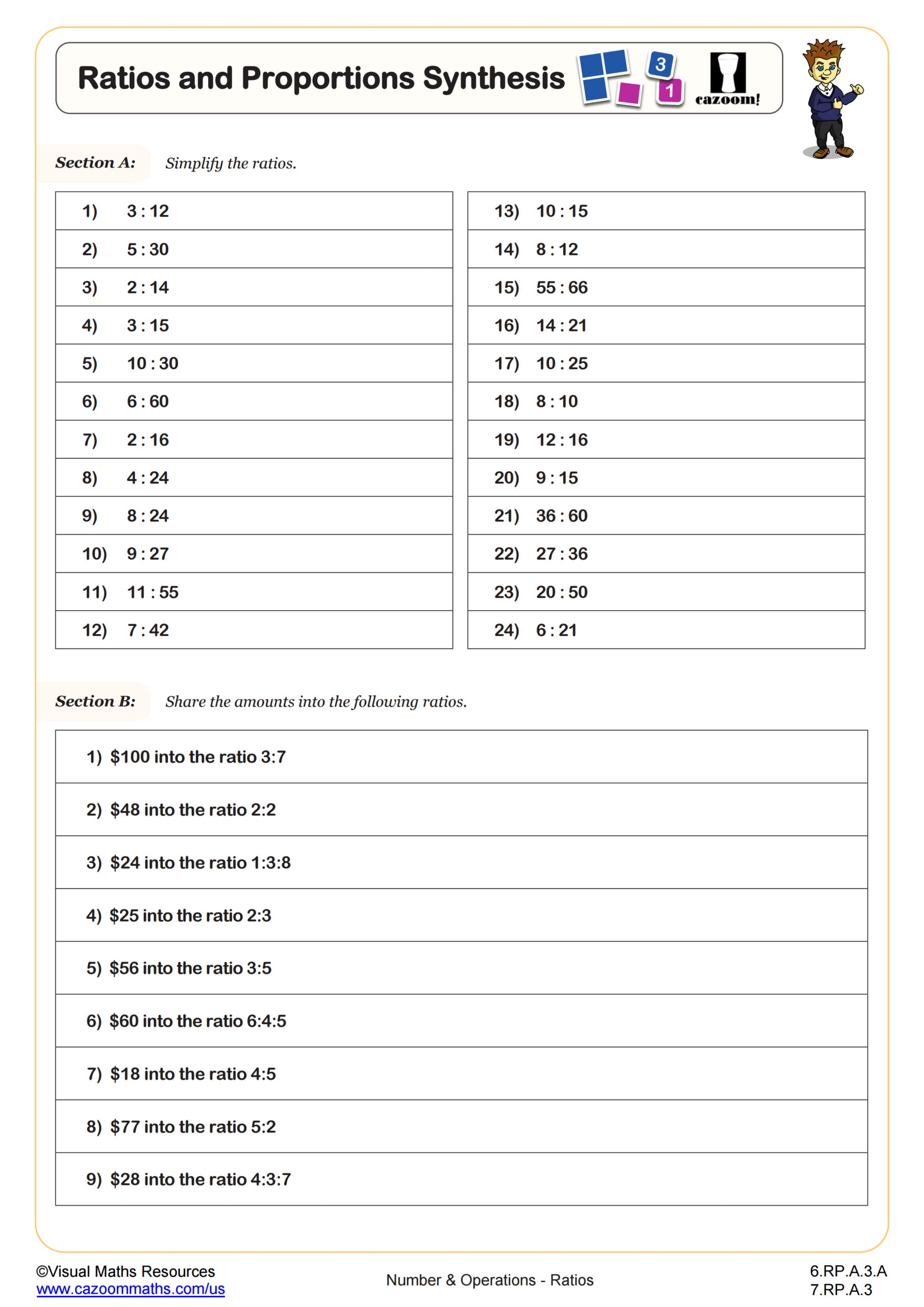 ratios worksheets