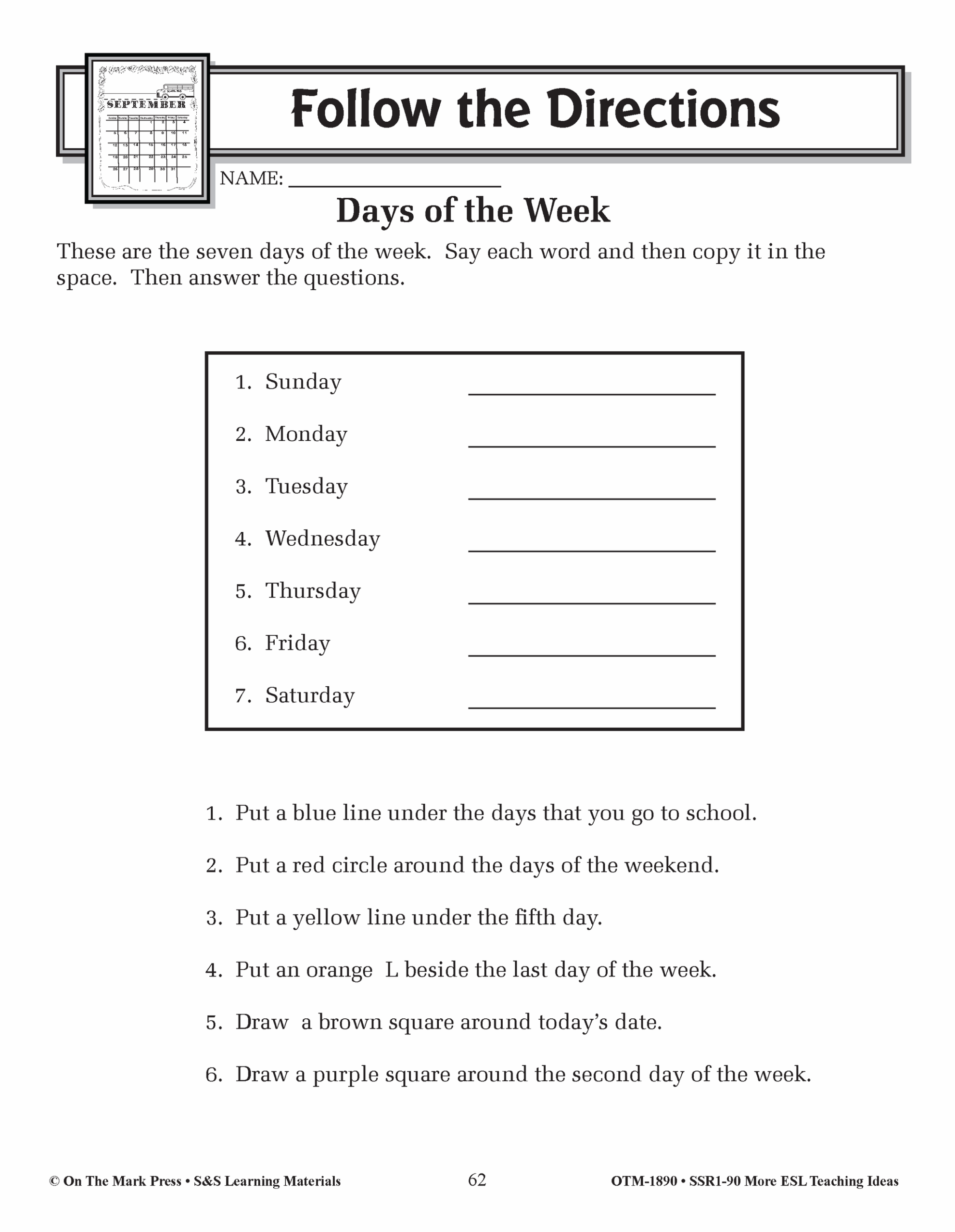 english as a second language worksheets