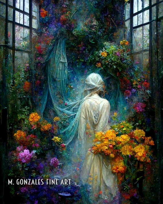 Ethereal Garden Painting Print 8x10 Emotional Art Floral Etsy