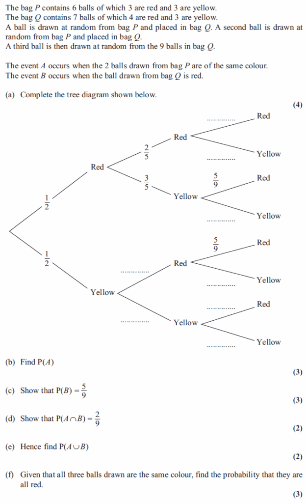 Exam Questions Tree Diagrams ExamSolutions Worksheets Library