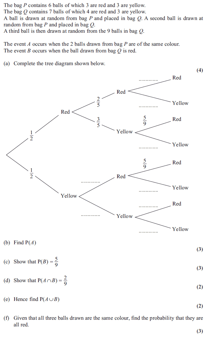 Exam Questions Tree Diagrams ExamSolutions Worksheets Library