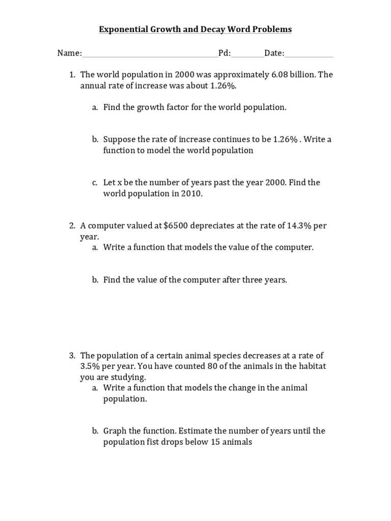 Exponential Growth Decay Worksheet 8 8 Store Aerodiscount 