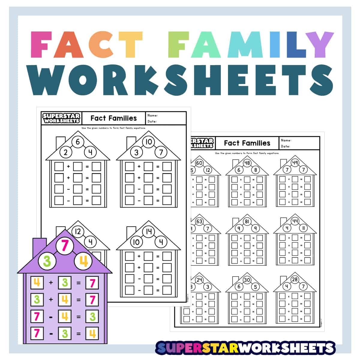 Fact Family Worksheets Superstar Worksheets Worksheets Library