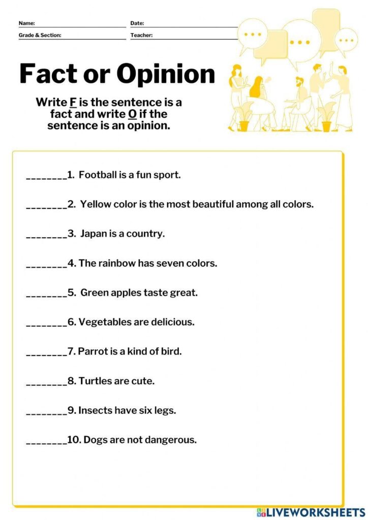 Fact Or Opinion Teaching Resources Worksheets Library