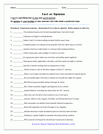 Fact Or Opinion Worksheets Worksheets Library