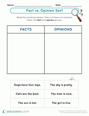 Fact Vs Opinion Sort Interactive Worksheet Education 