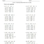 Factoring Trinomials Worksheet For 9th 11th Grade Lesson Planet